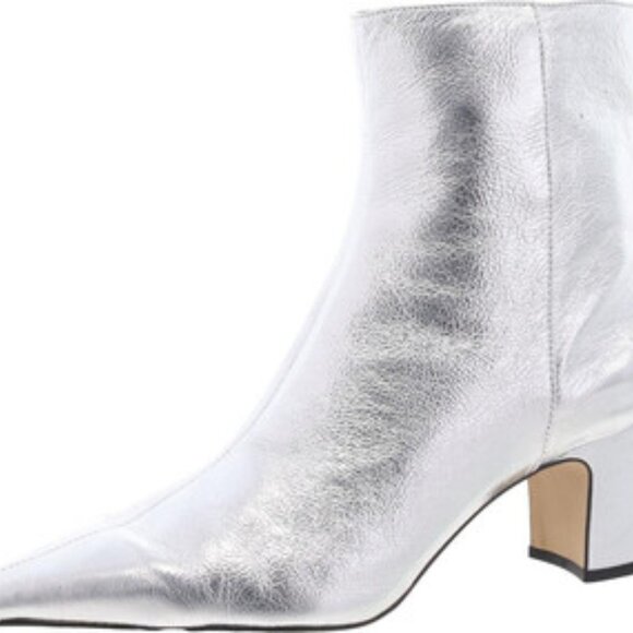 ArezzomJemma Spark Metal Silver Mid Block Genuine Leather Boot NIB sz 7.5 - Picture 17 of 17